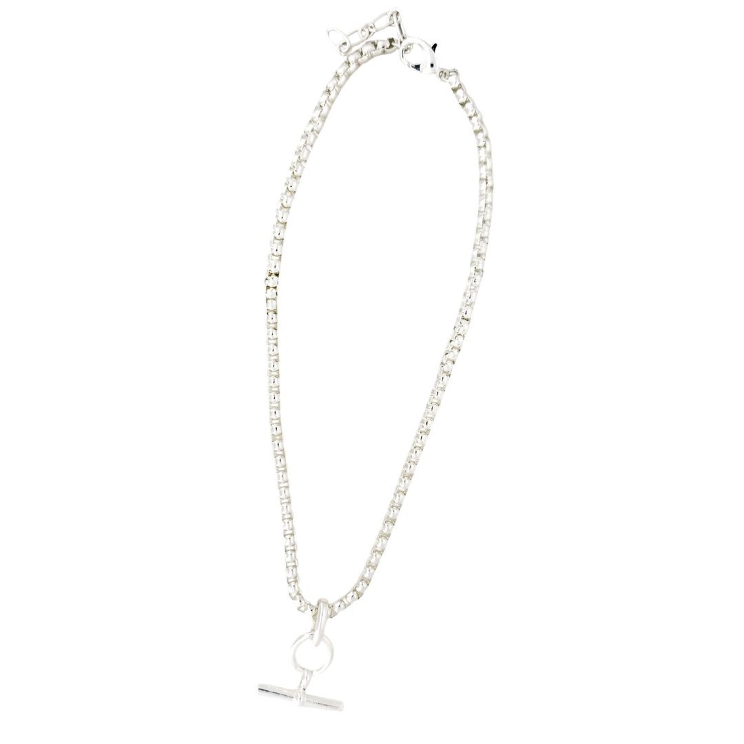 Envy Silver Box Necklace with T-Bar Pendant