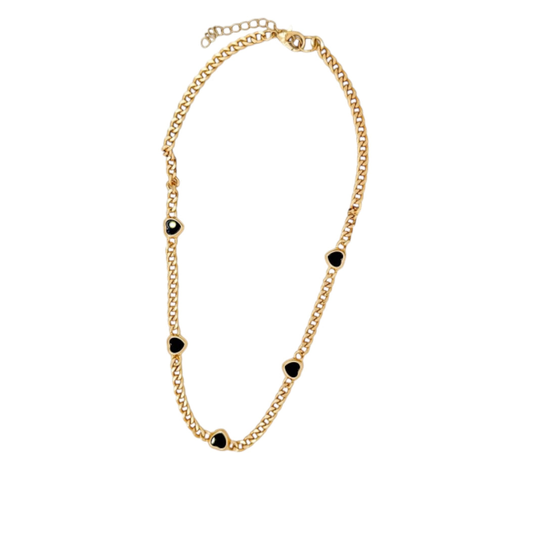 Envy Short Black Heart Chain Necklace