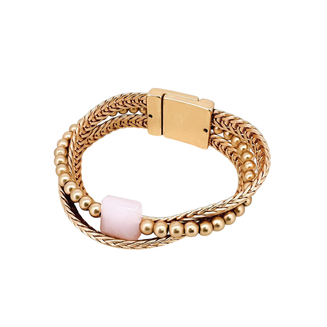 Envy Gold Magnetic Bracelet with White Stone