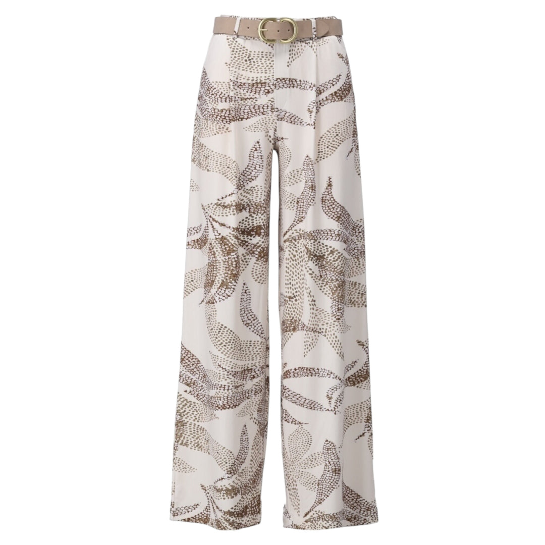 K Design Wide Printed Trousers Beige
