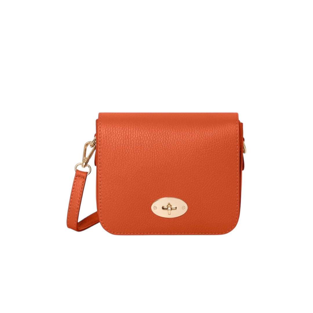 Leather Front Fold Crossbody Bag Orange