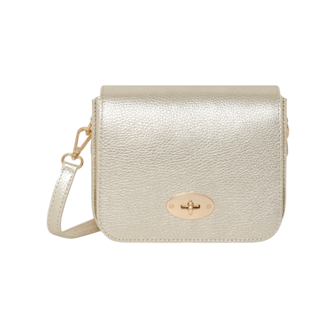 Leather Front Fold Crossbody Bag Gold