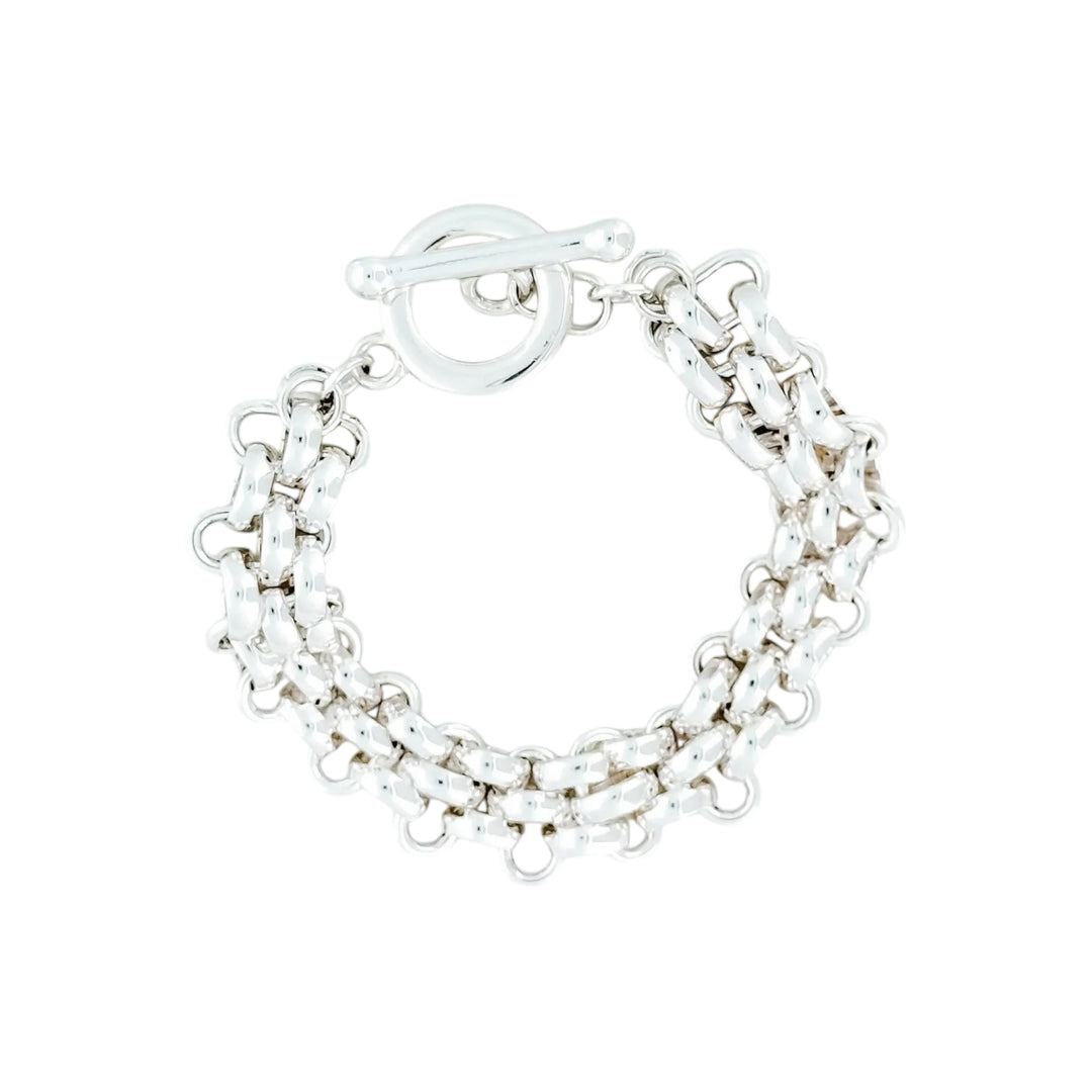 Envy Popcorn Link T-Bar Bracelet Silver
