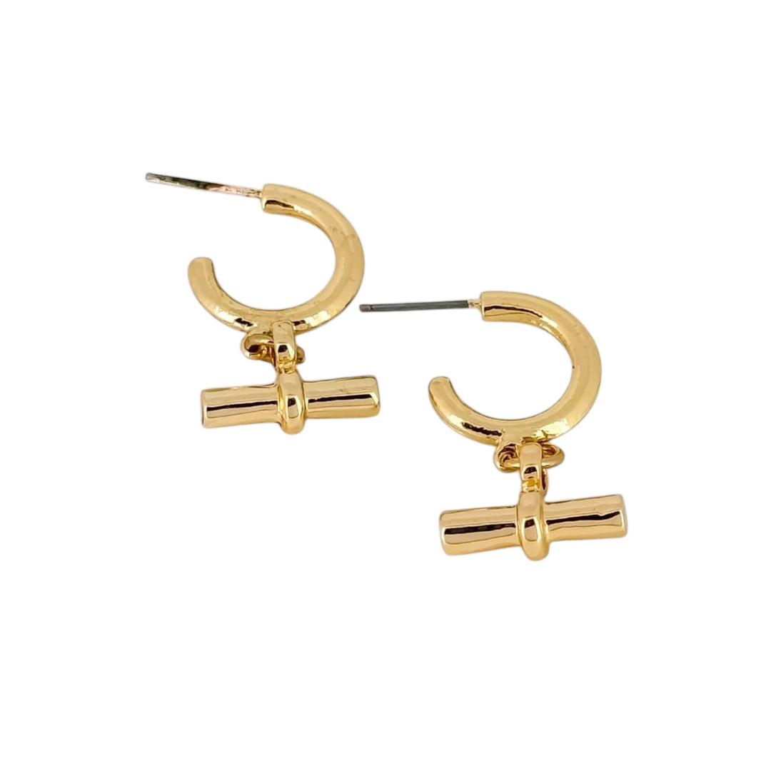 Envy Hoop Earring with T-Bar Gold