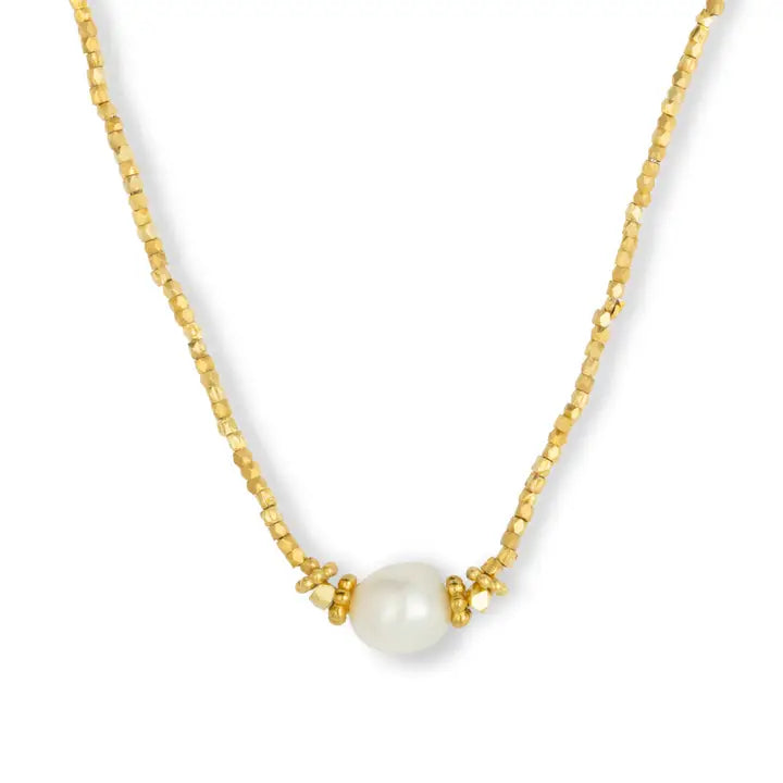 Ashiana Bluebell Choker Necklace with Freshwater Pearl Gold