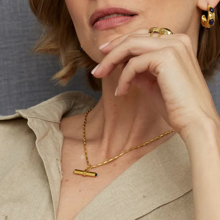 Ashiana Como Iolite T-Bar Necklace Gold