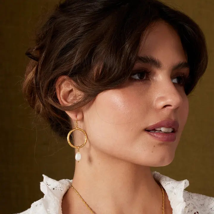 Ashiana Margot Pearl Hoop Earrings Gold