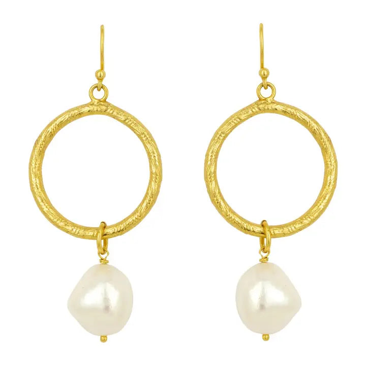 Ashiana Margot Pearl Hoop Earrings Gold