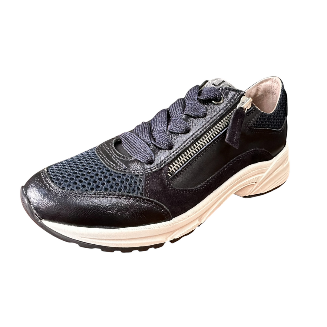 DL Sport Leather Sneaker with Zip Navy