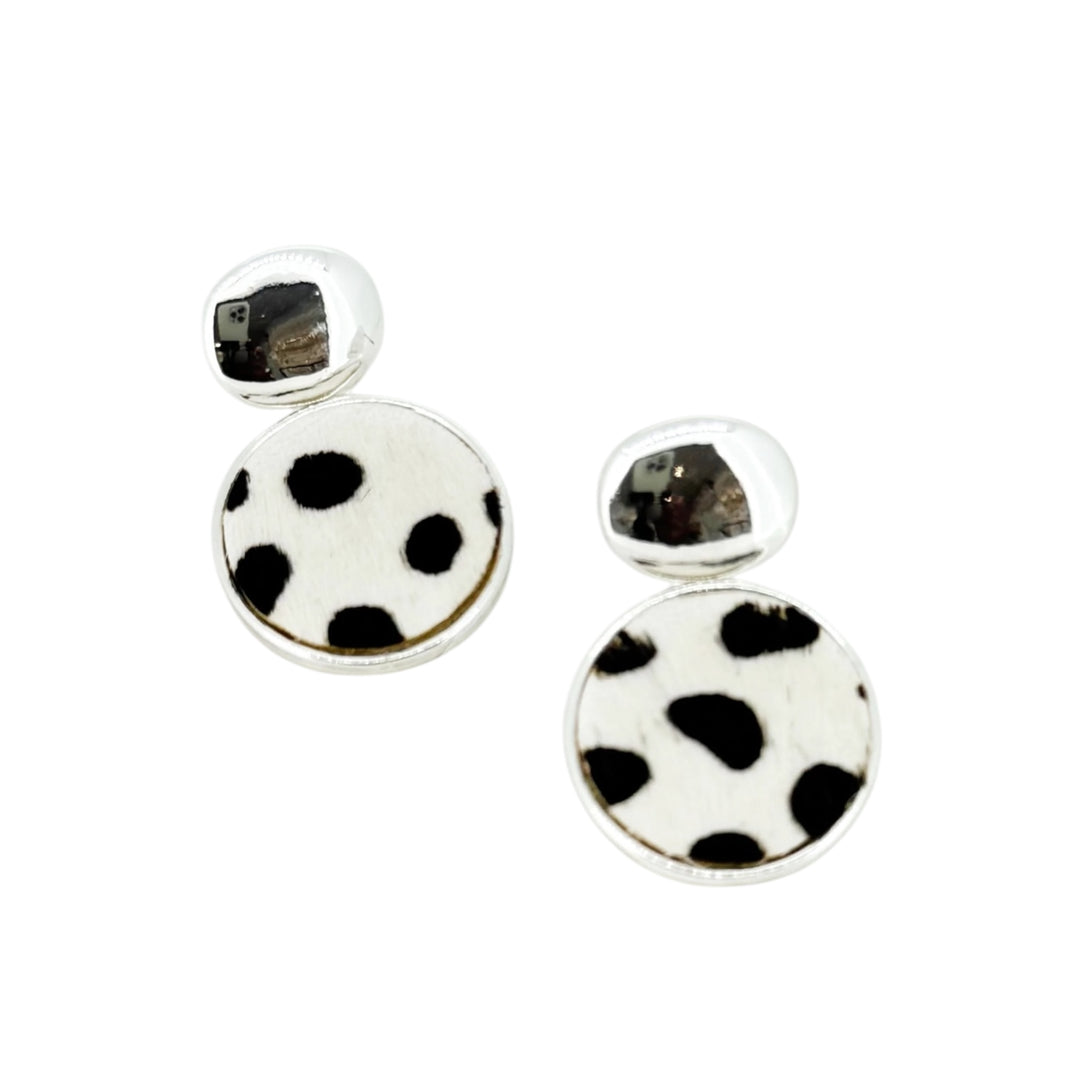 Envy Cow Print Dropper Earring Silver