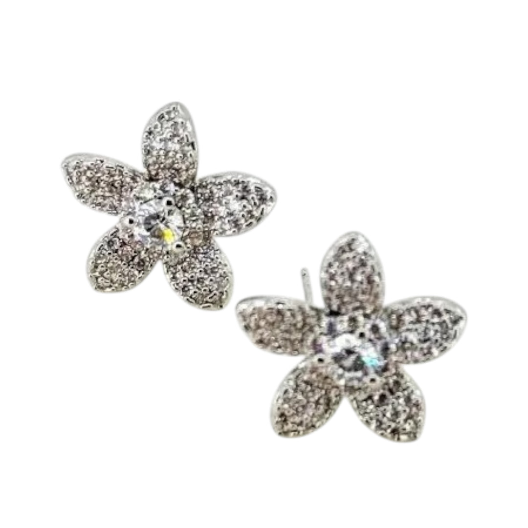 Envy Diamonte Flower Stud Earring Silver