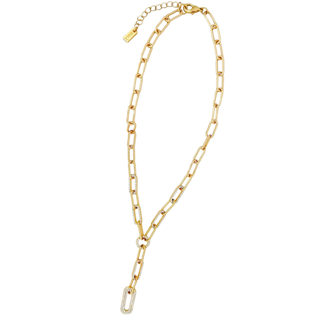 Envy Short Diamonte Link Necklace Gold