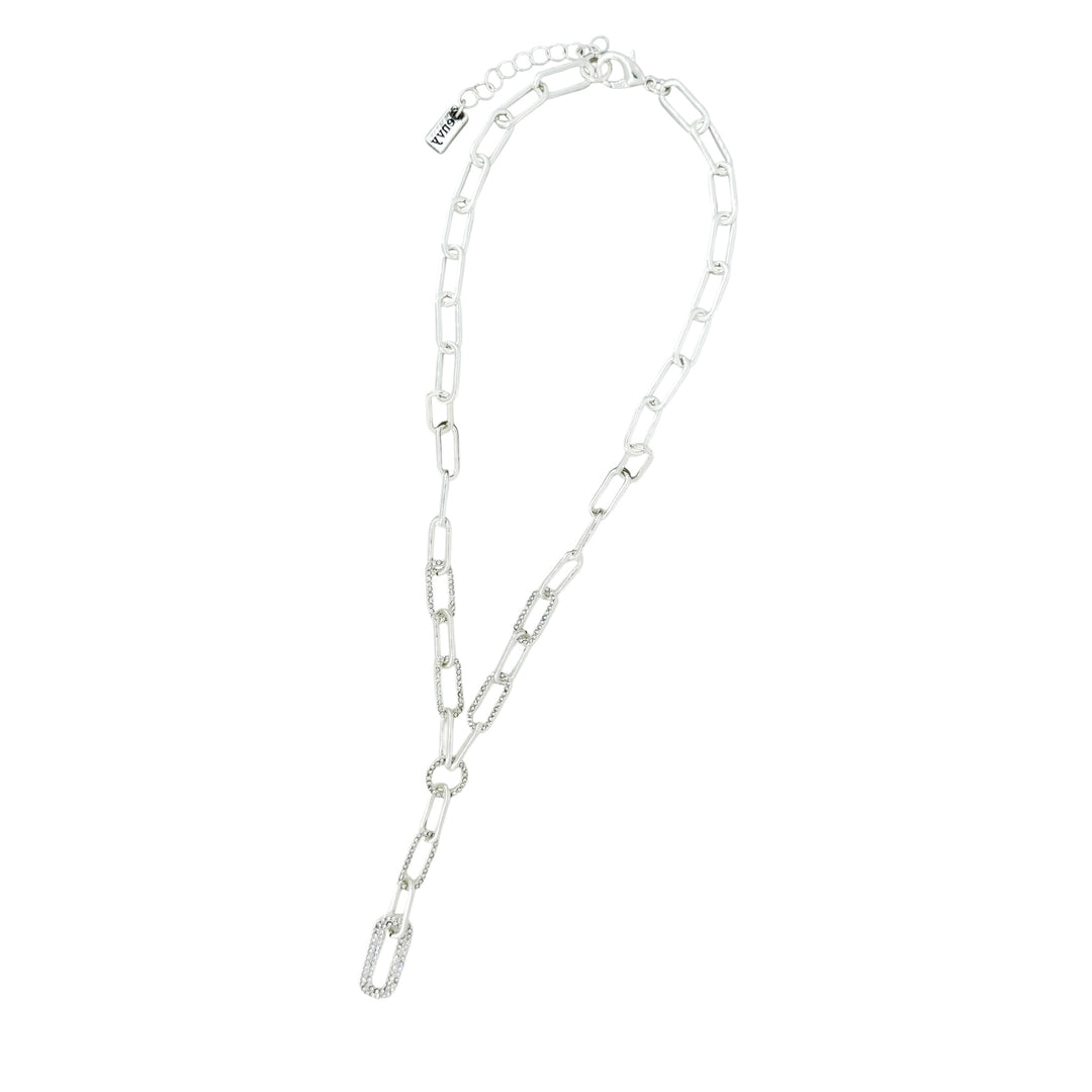 Envy Short Diamonte Link Necklace Silver