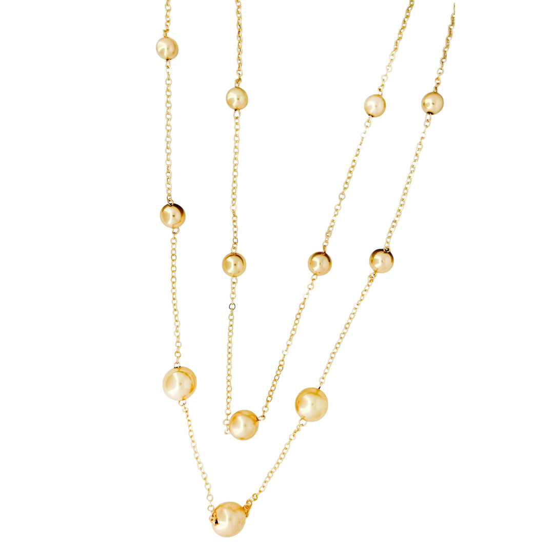 Envy Long Double Layer Necklace with Ball Details Gold