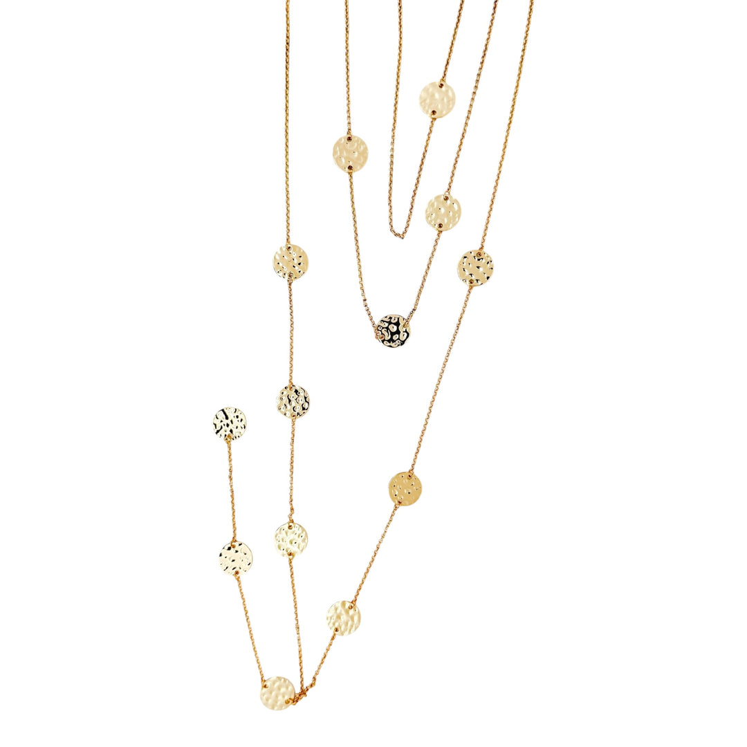 Envy Long Lariat Necklace with Textured Gold Circles