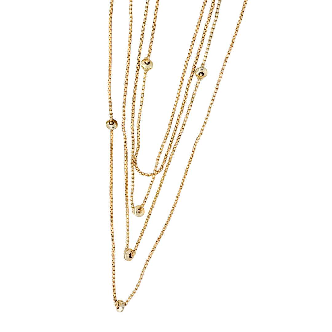 Envy Long Layered Box Chain Necklace with Diamontes Gold