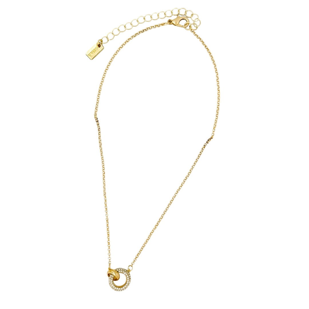 Envy Short Necklace with Circle Cristal Pendant Gold