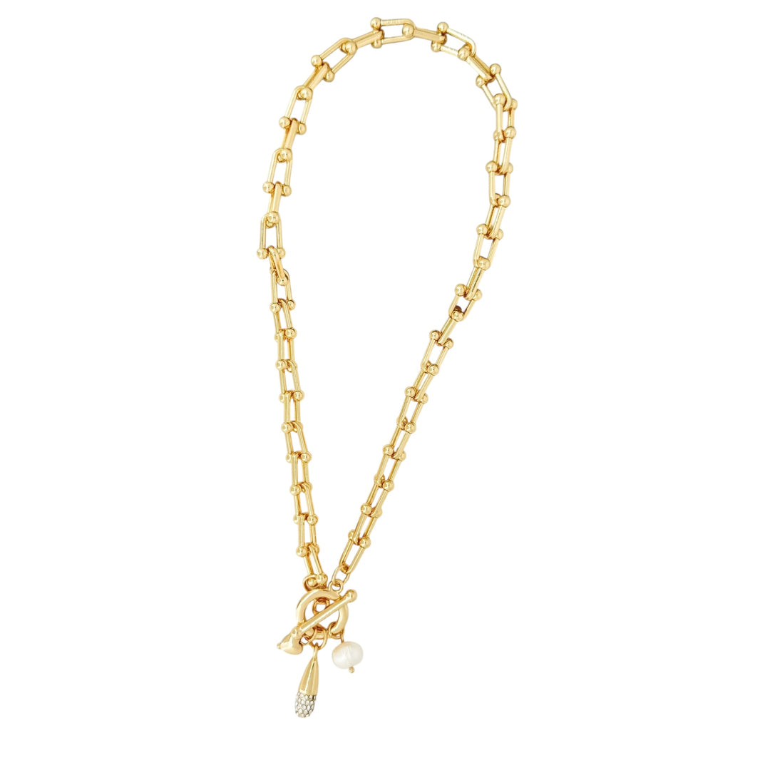Envy Short Necklace with Diamonte Pendant Gold