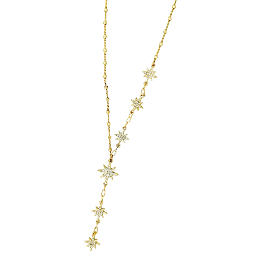 Envy Short Necklace with Diamonte Stars Gold