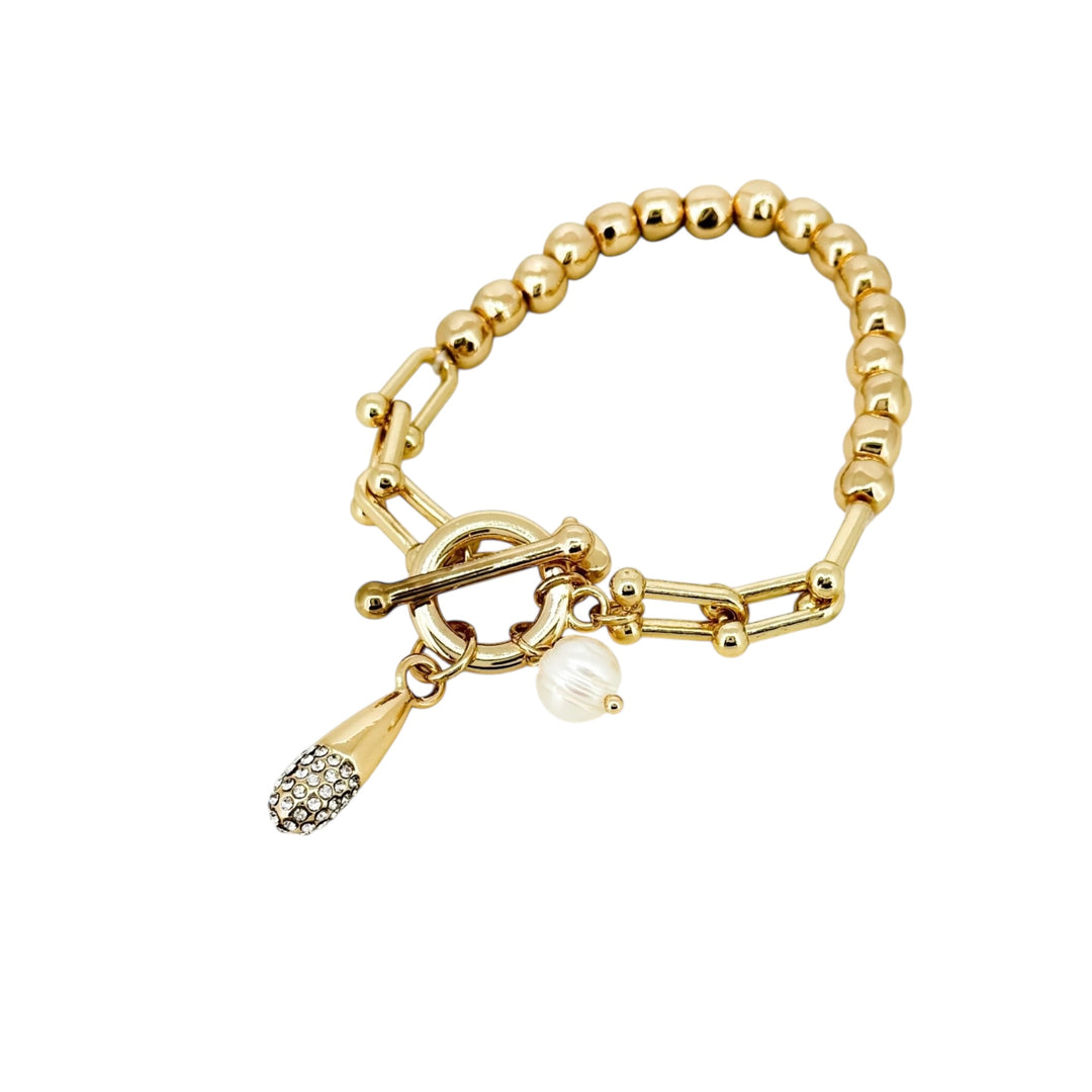 Envy T-Bar Bracelet with Charms Gold