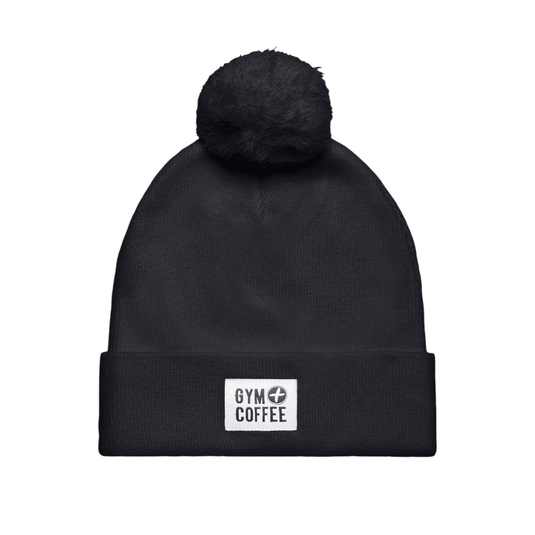 Gym + Coffee Knit Bobble Beanie Black