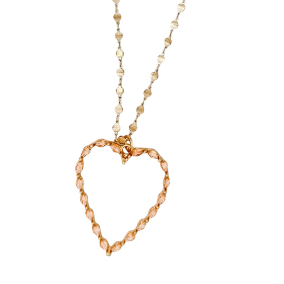 Envy Long Pink Heart Pendant Necklace