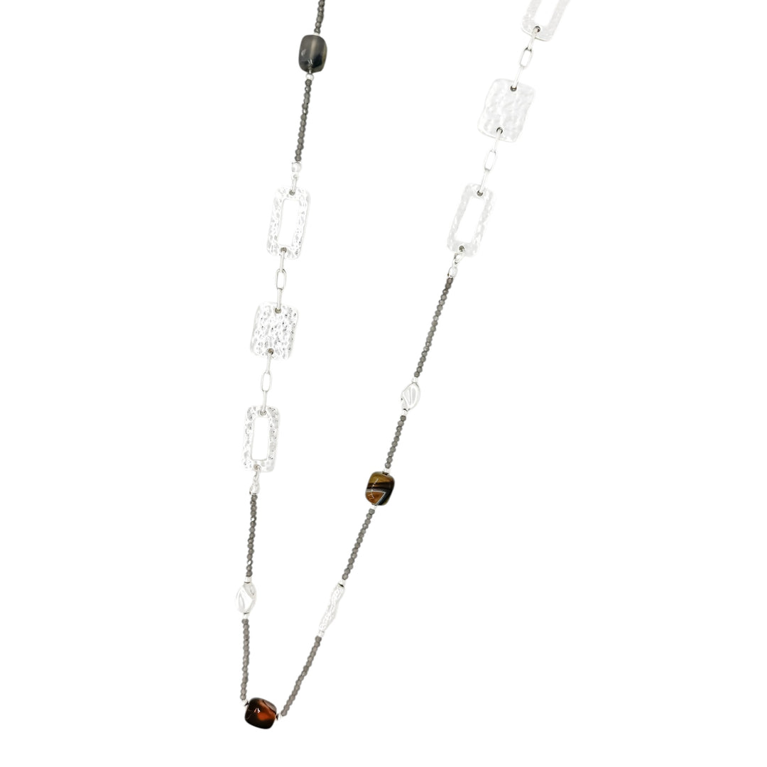 Envy Long Beaded Necklace Silver
