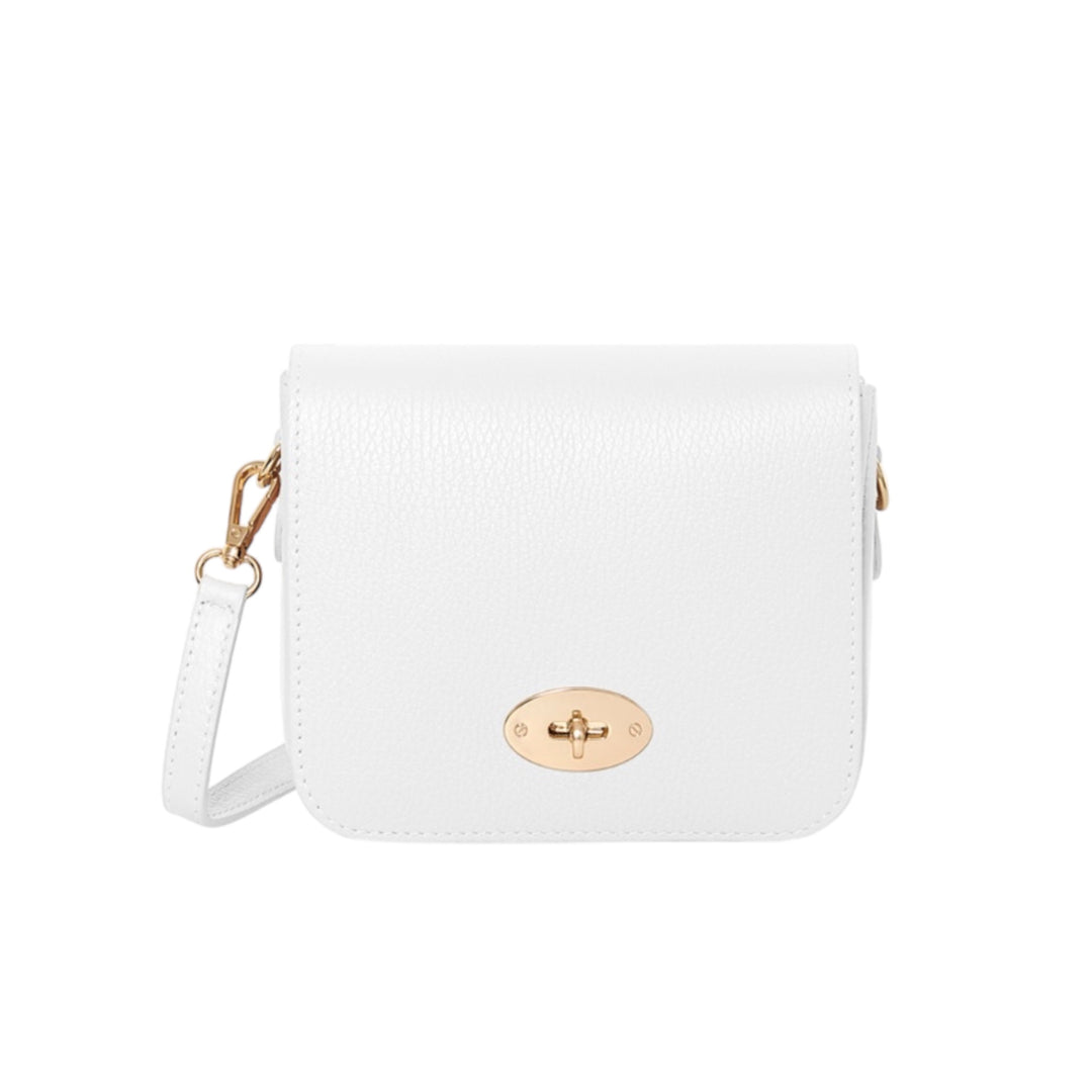Leather Front Fold Crossbody Bag White