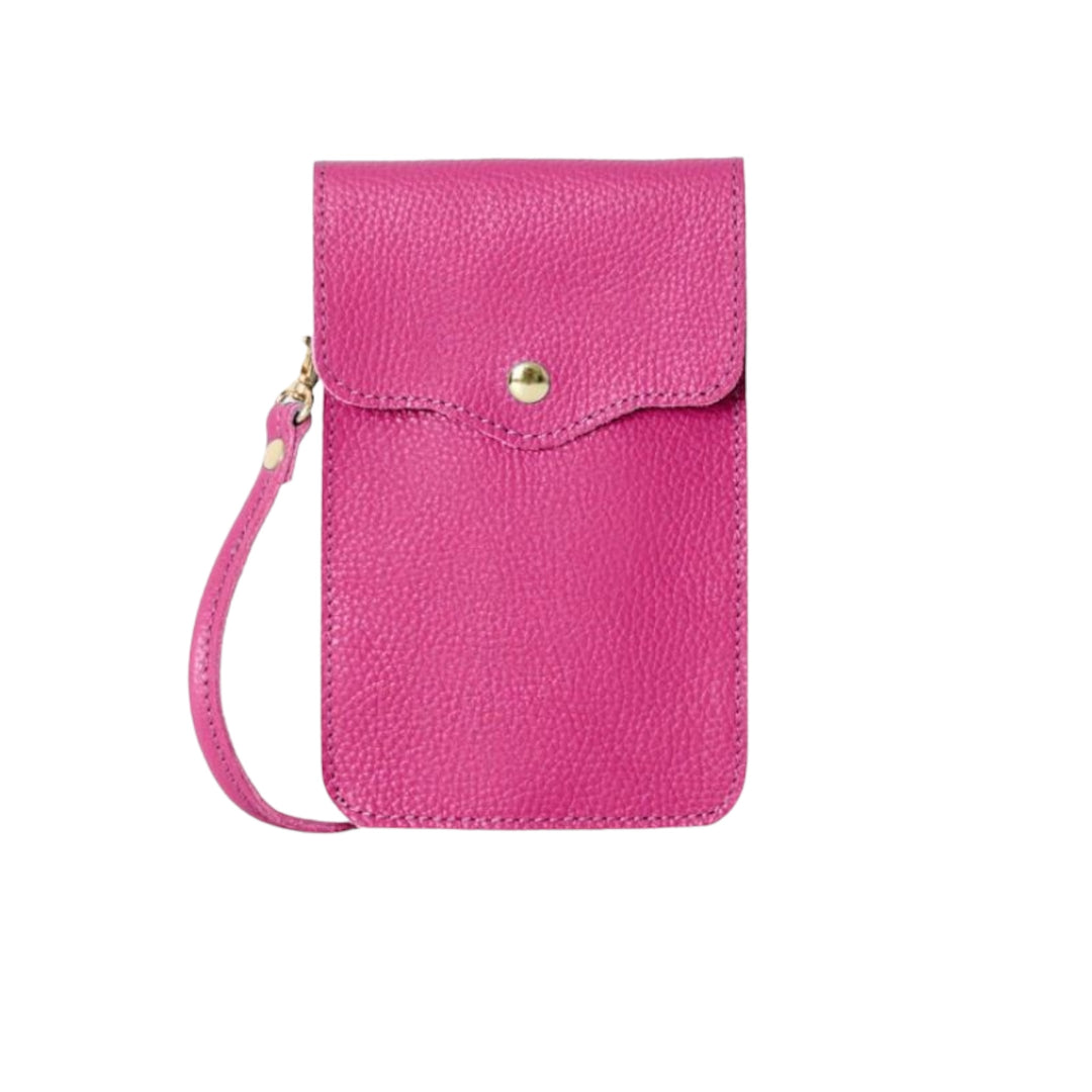Italian-Leather-Cross-Body-Phone-Pouch-Fuschia