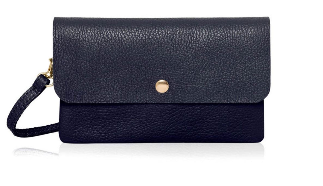 Italian Leather Small Crossbody Bag Navy