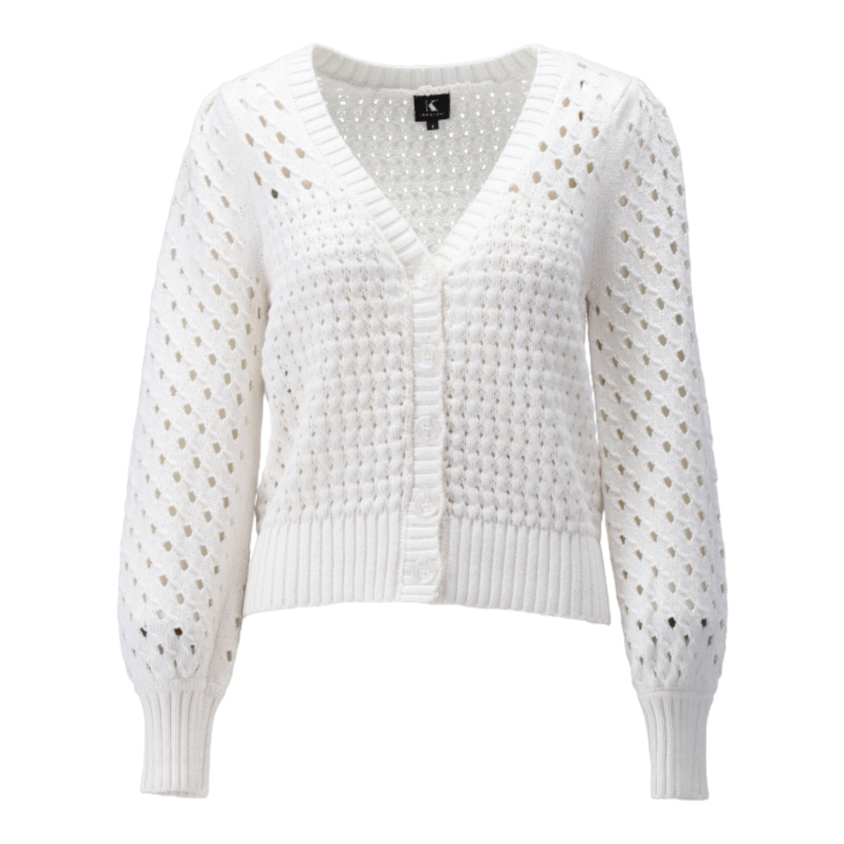 K Design Lace Knit Cardigan White