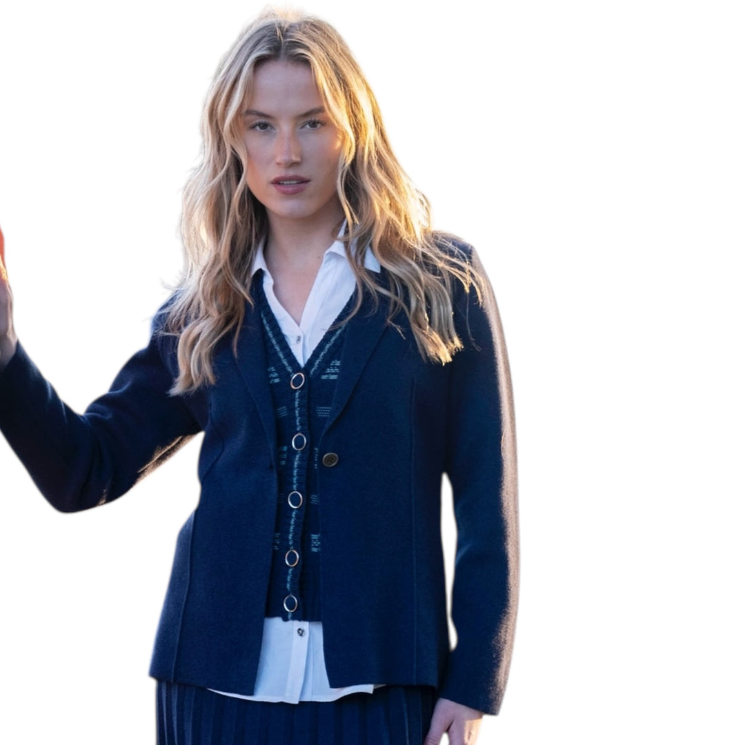 Marble Knitted Blazer Navy