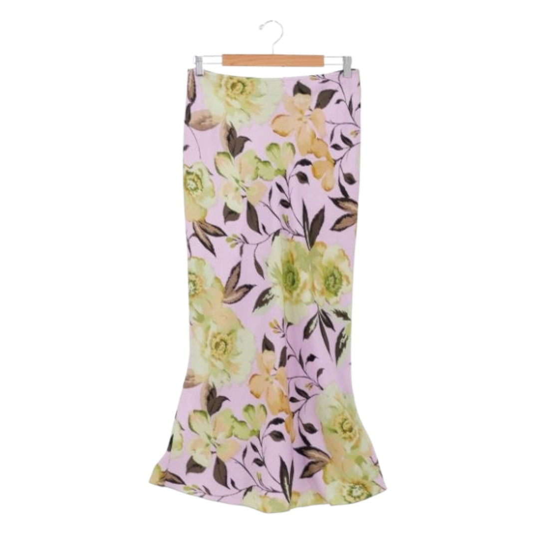Maria Bellentani Bias Floral Skirt Lilac