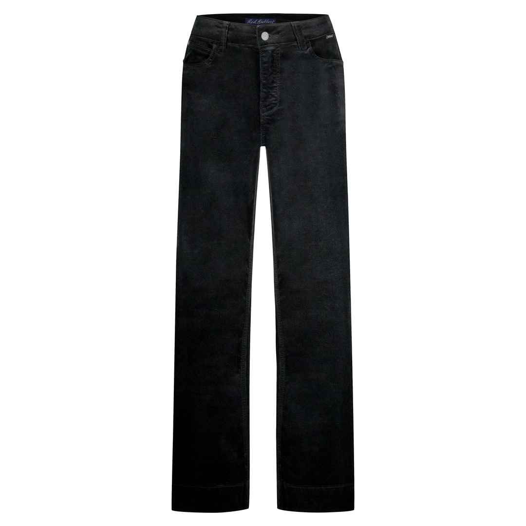 Red Button Conny Shiny Cord Trousers Black