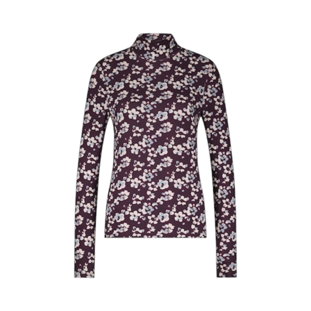 Red Button Rolinde Flower Print Top Aubergine