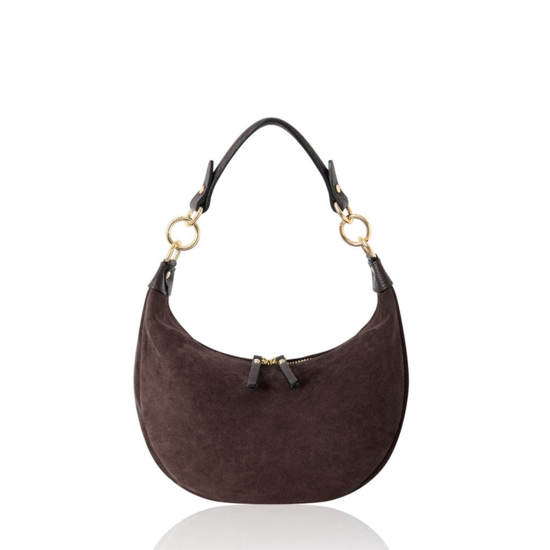 Suede Shoulder Bag Dark Chocolate