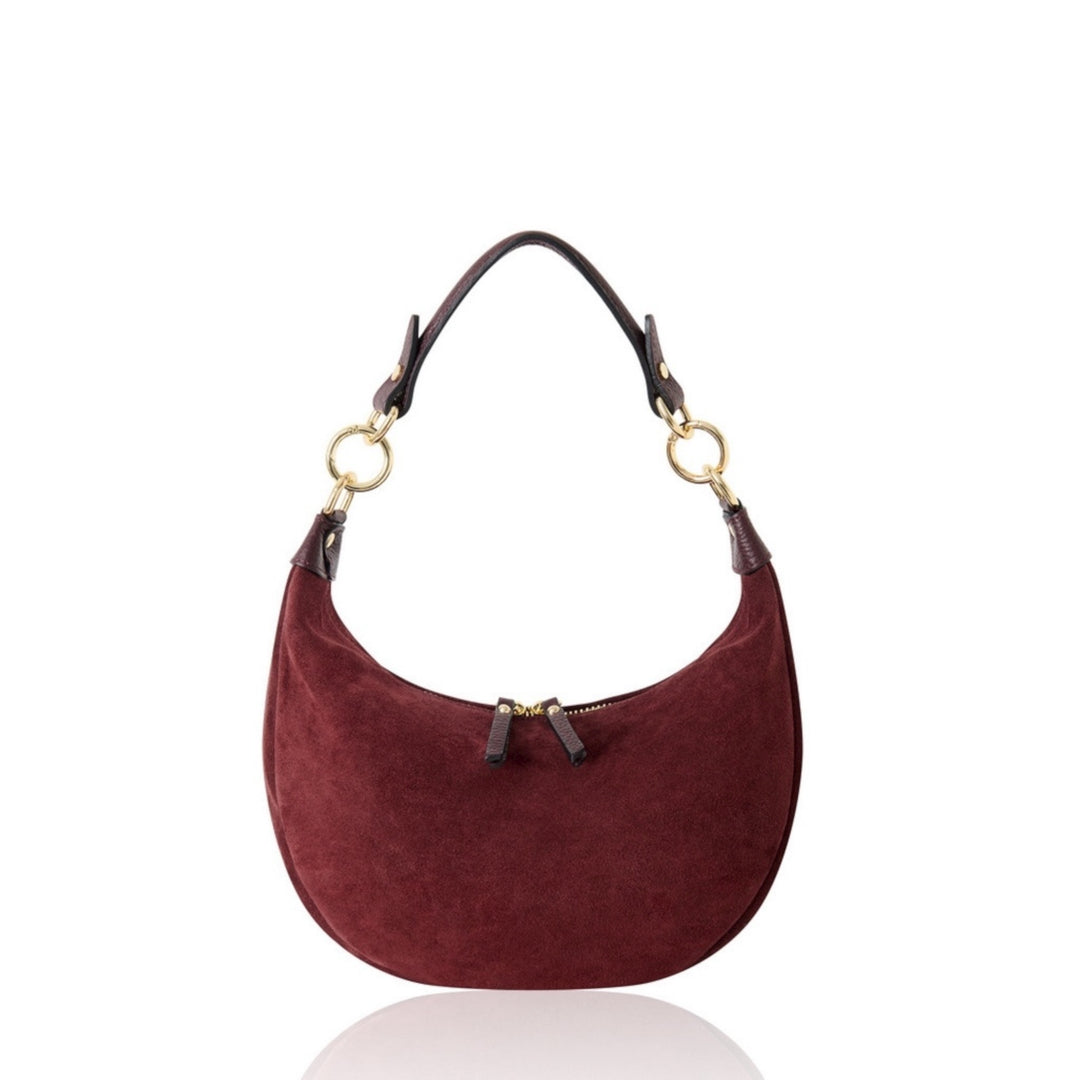 Suede Shoulder Bag Red Plum