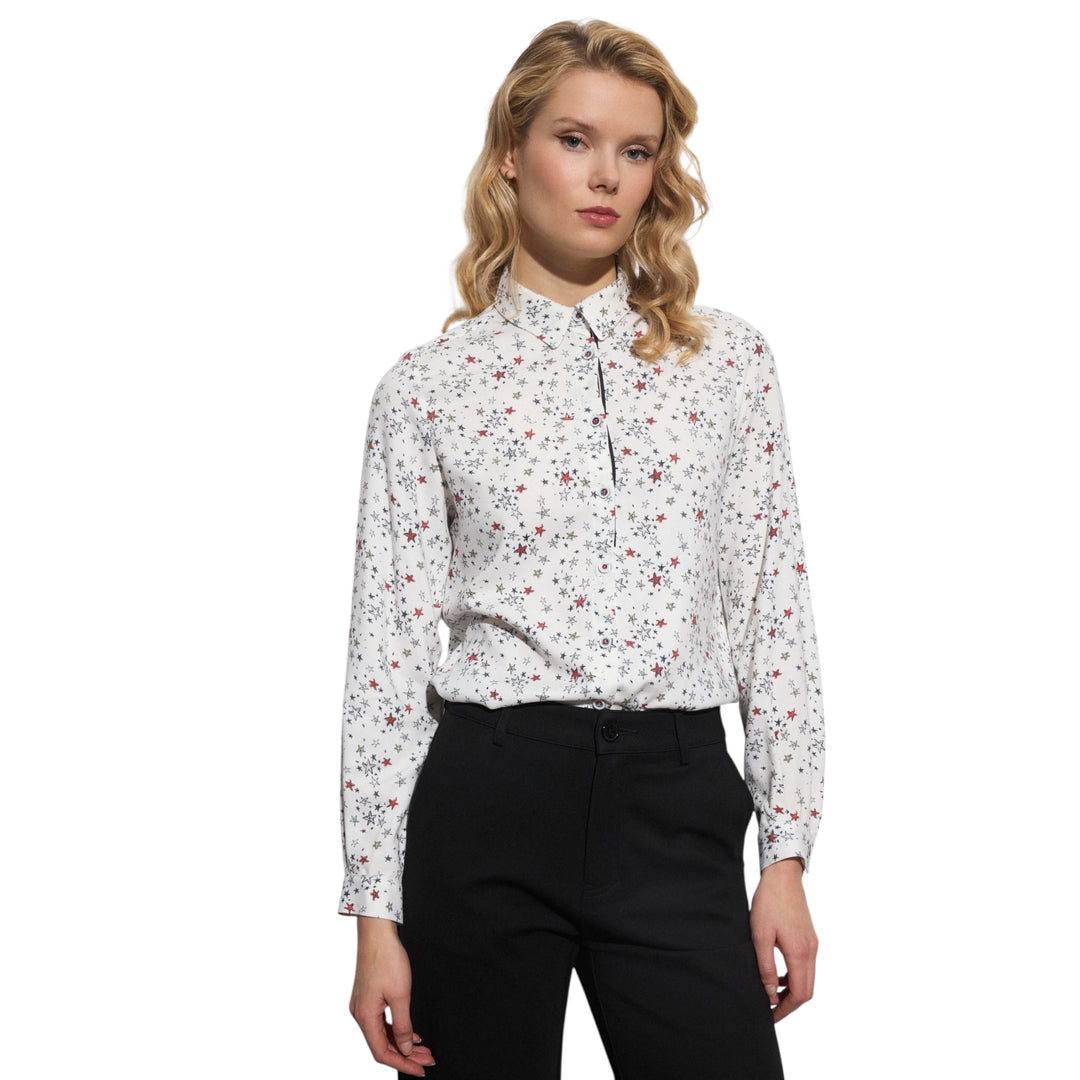Tinta Style Benilde Star Printed Blouse Off-White