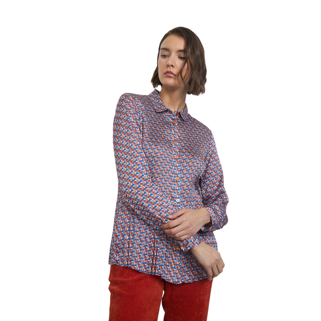 Tinta Style Plateria Long Blouse Blue and Orange