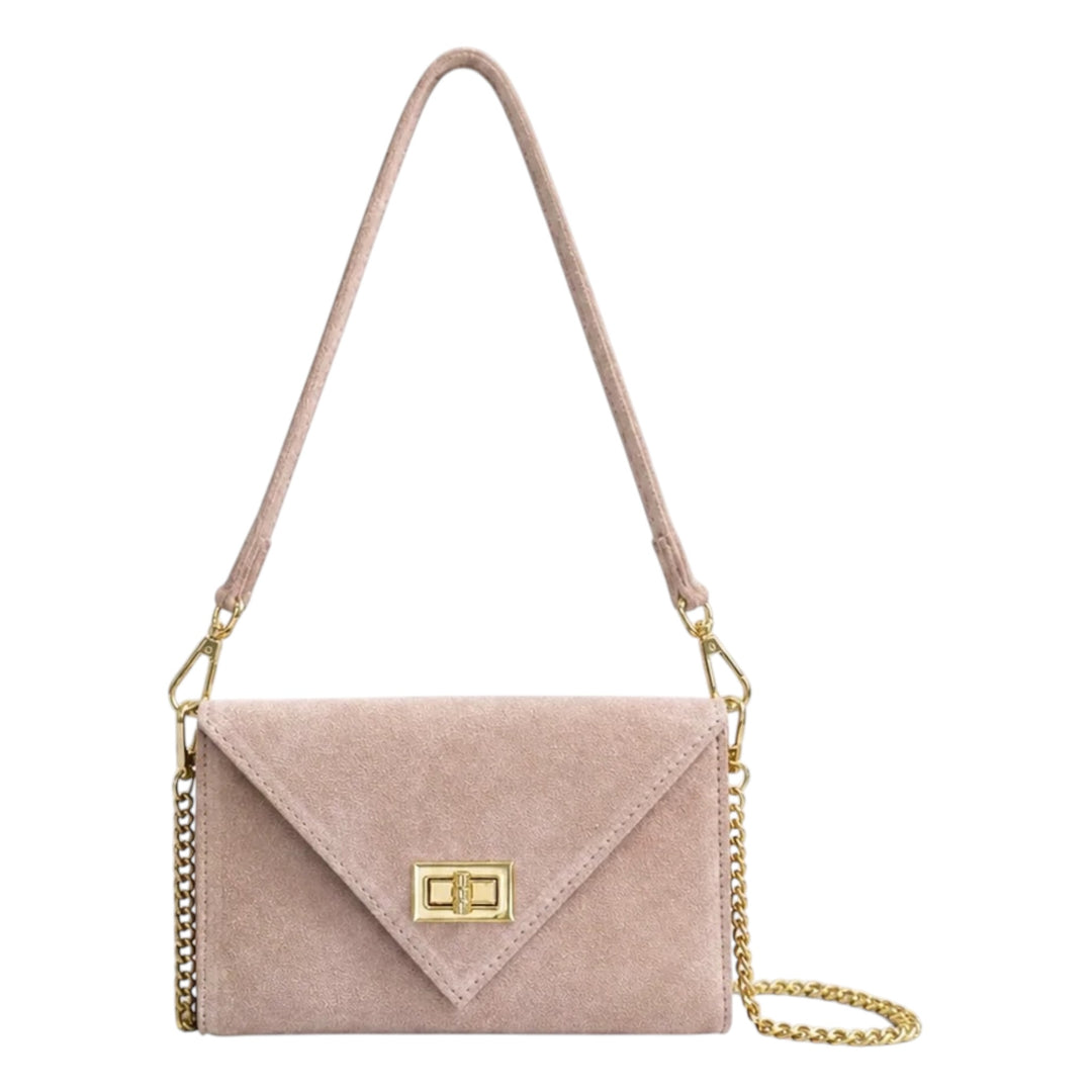 Italian Suede Envelope Bag Blush Pink