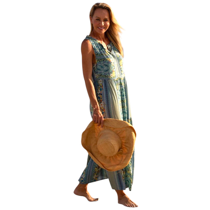 Calypso Blue Printed Maxi Dress