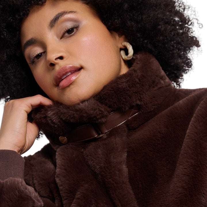Rino & Pelle Ambra Short Faux Fur Jacket Coffee Roast