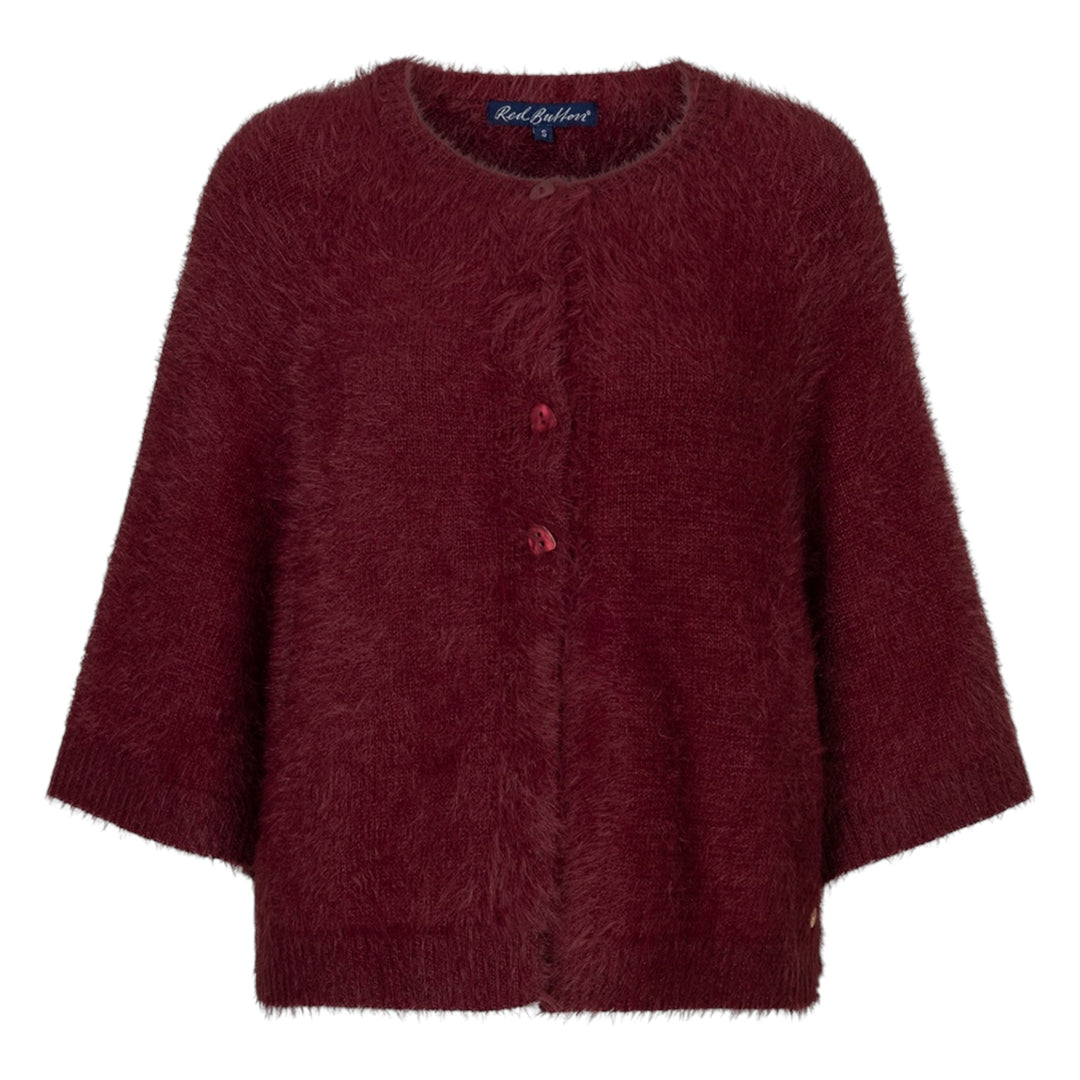 Red Button Fuzzy Poncho Dark Berry
