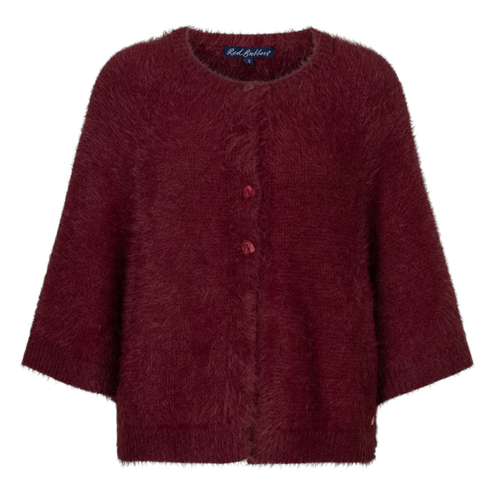 Red Button Fuzzy Poncho Dark Berry
