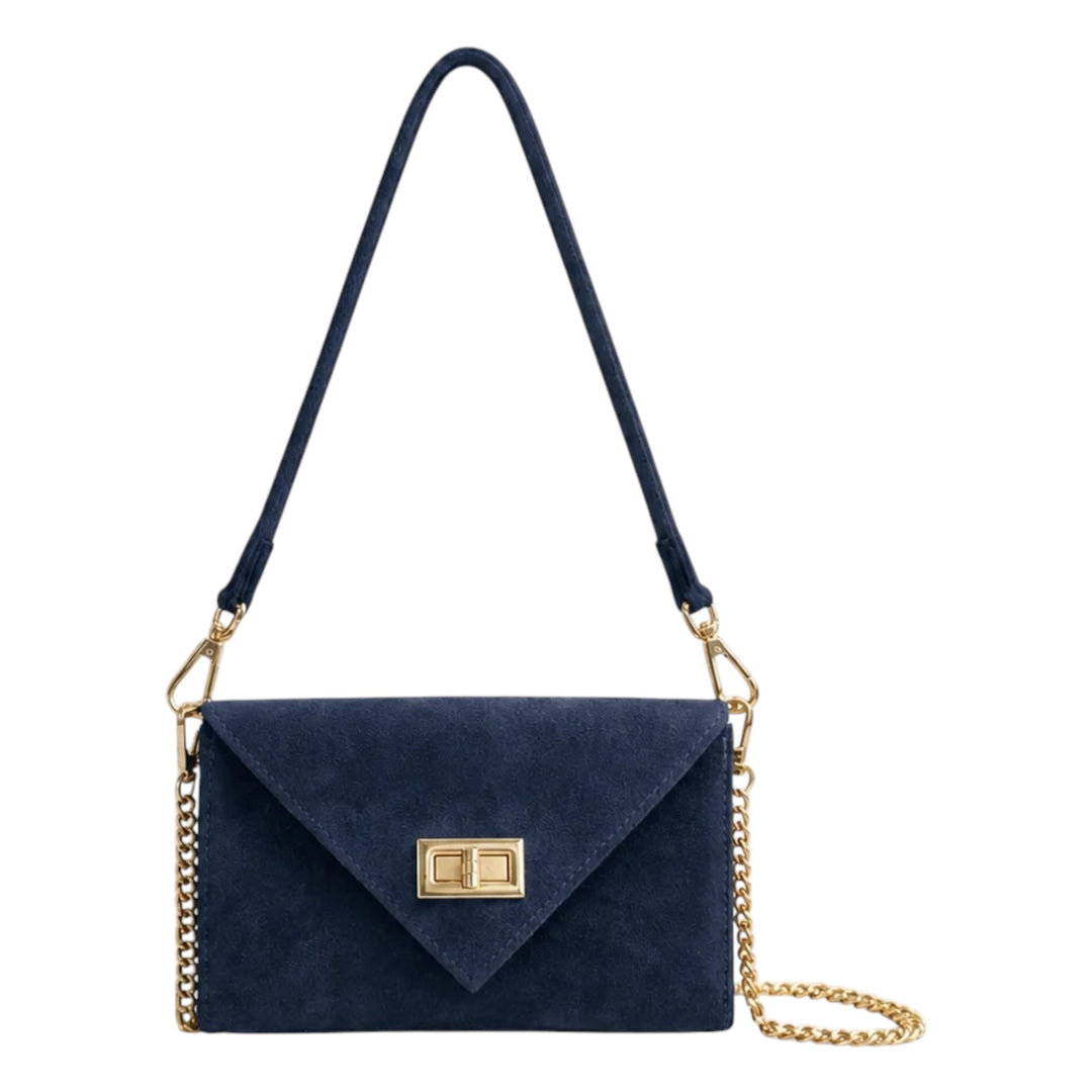 Italian Suede Envelope Bag Navy
