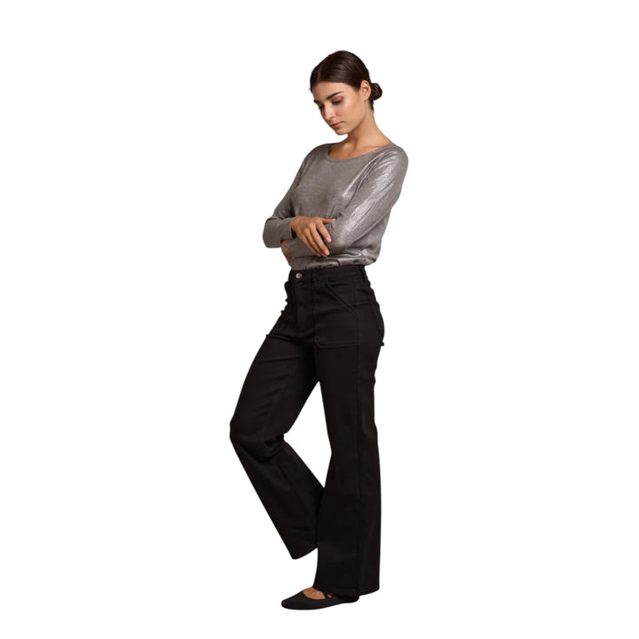 TOXIK3 Charlotte Wide Leg Jeans Black