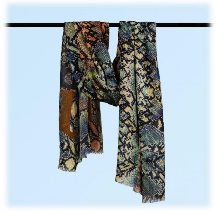 Ombre Snake Print Scarf Khaki