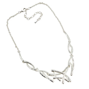 Dante Short Silver Necklace with Metal Twigs