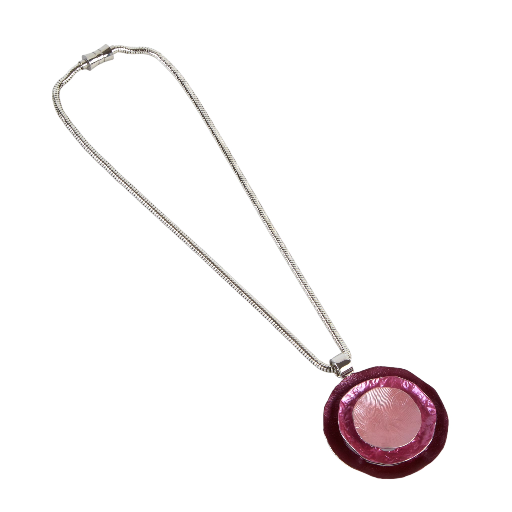 Dante Short Silver Necklace with Pink Pendant