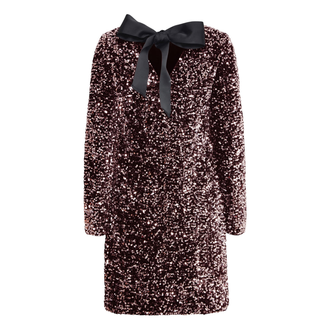 B Young Paillet Bow Dress Rose Sequin Mix